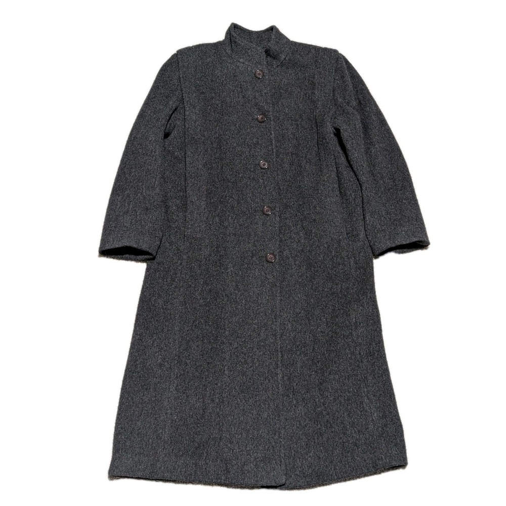 Vintage Saxton Made USA Hall Pure Virgin Wool Gray Long Coat Winter Overcoat M-L
